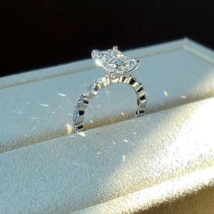 Solid 14k gold 2.5ct F VS1 lab radiant diamond ring with side lab diamond